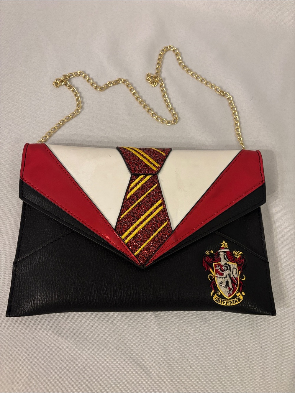 Danielle Nicole Red, Black & White Envelope Crossbody with Gold Chain